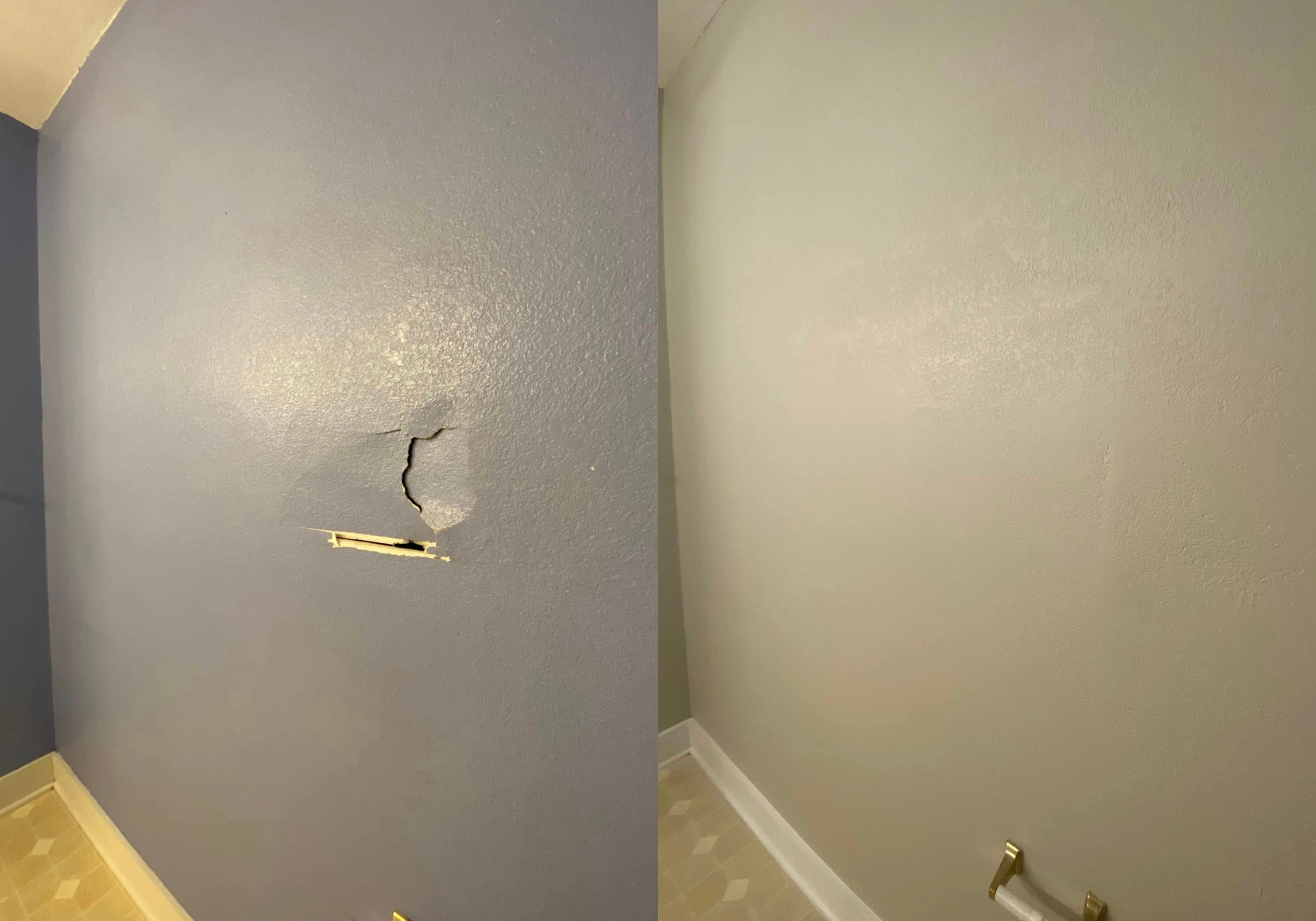 Drywall repair and repaint on damaged interior wall