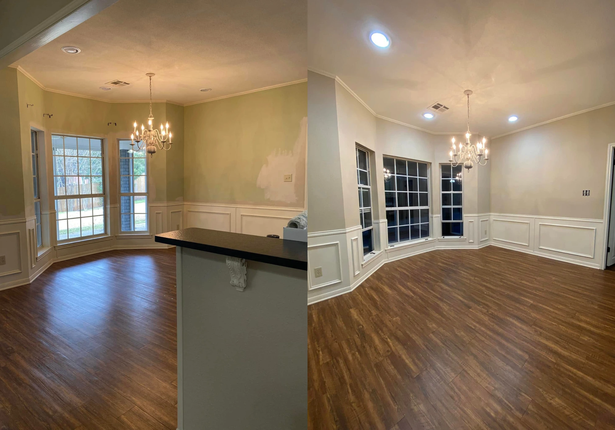 Dining room full repaint including wainscoting and trim