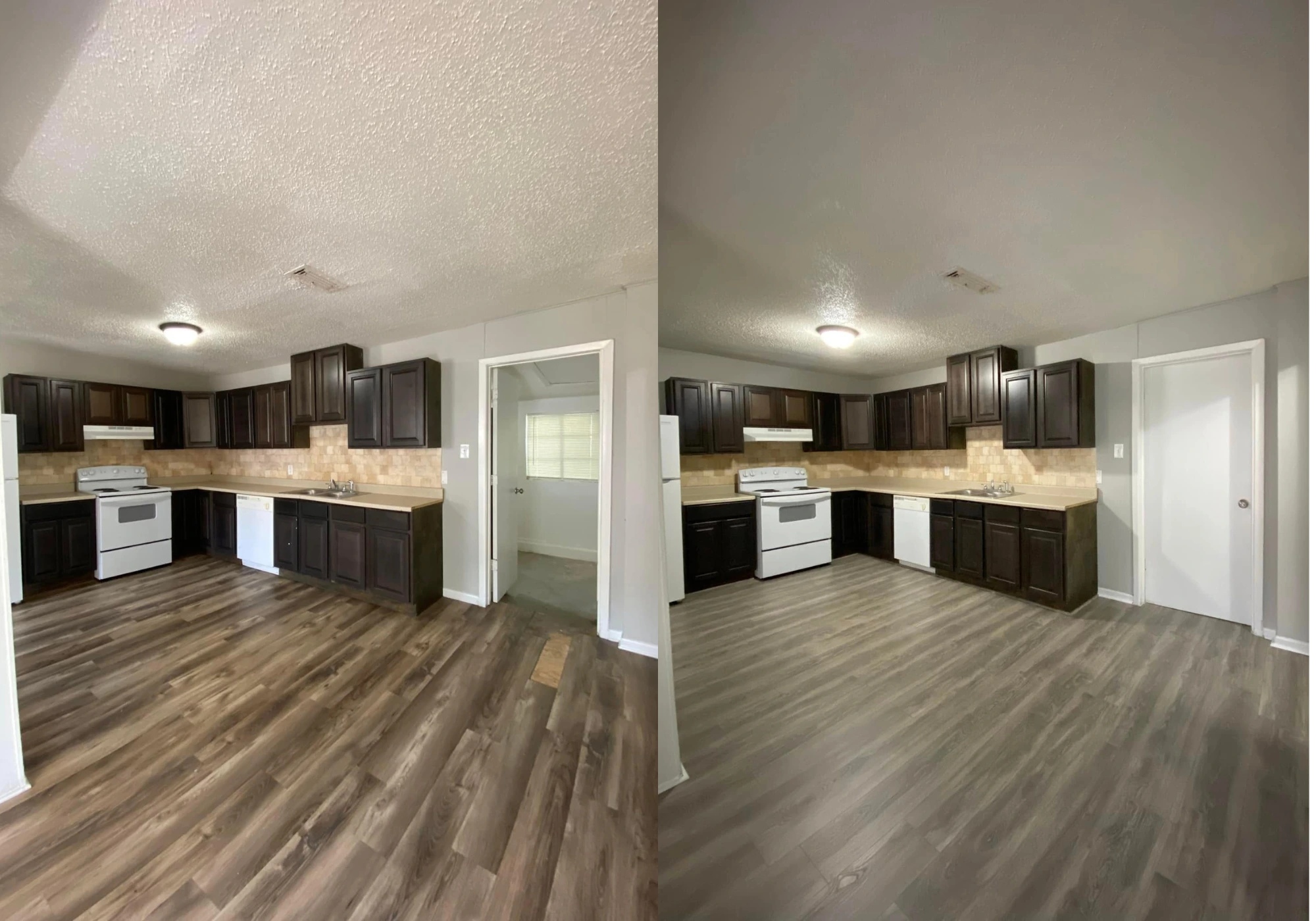 Kitchen repaint with cabinet masking with new flooring
